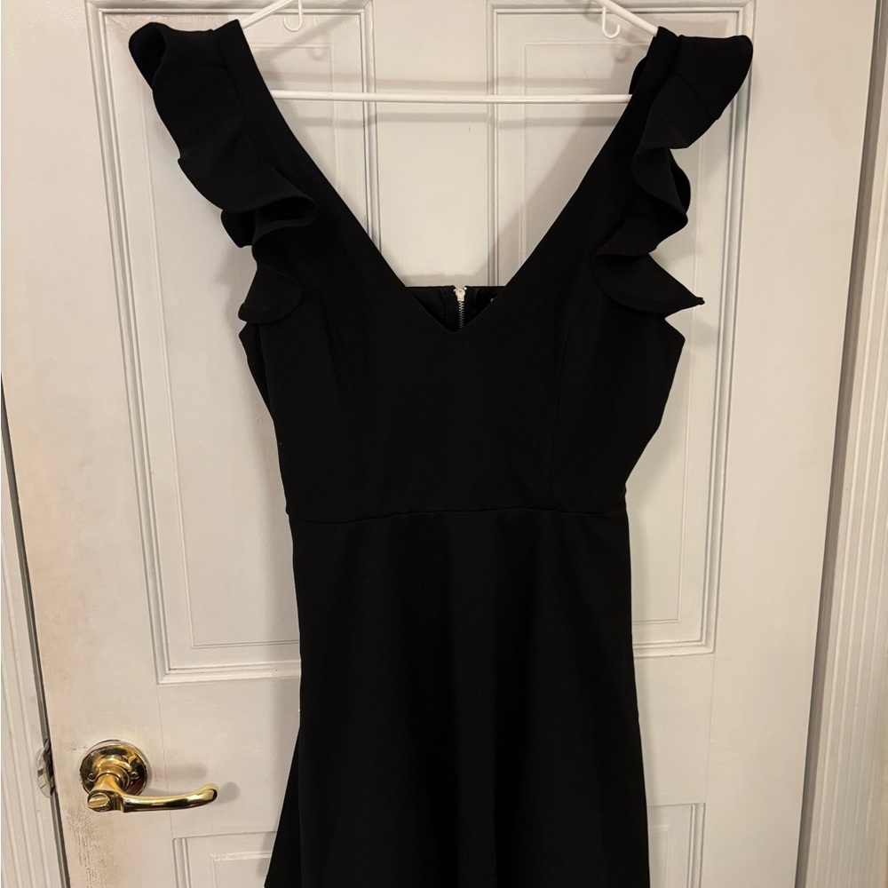 Black Ruffle Sleeveless Dress